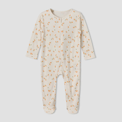 Pack of 3 Juniors Cotton Round Neck Long Sleeves Sleepsuit with Zip Closure