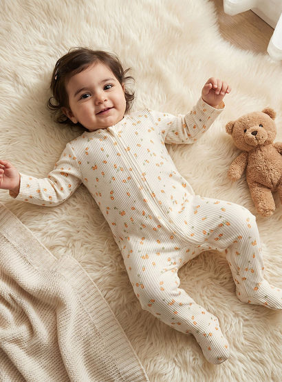 Pack of 3 Juniors Cotton Round Neck Long Sleeves Sleepsuit with Zip Closure-baby-girls-clothing-nightwear-sleepsuits-image-2