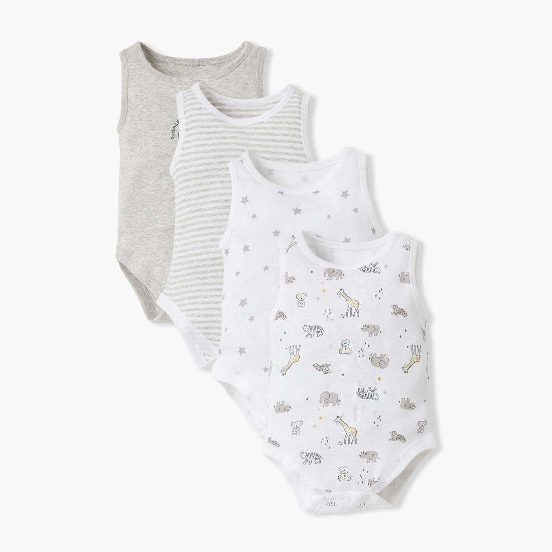 Juniors Printed Sleeveless Bodysuit - Set of 4 - Multicolour / 12-18 mths