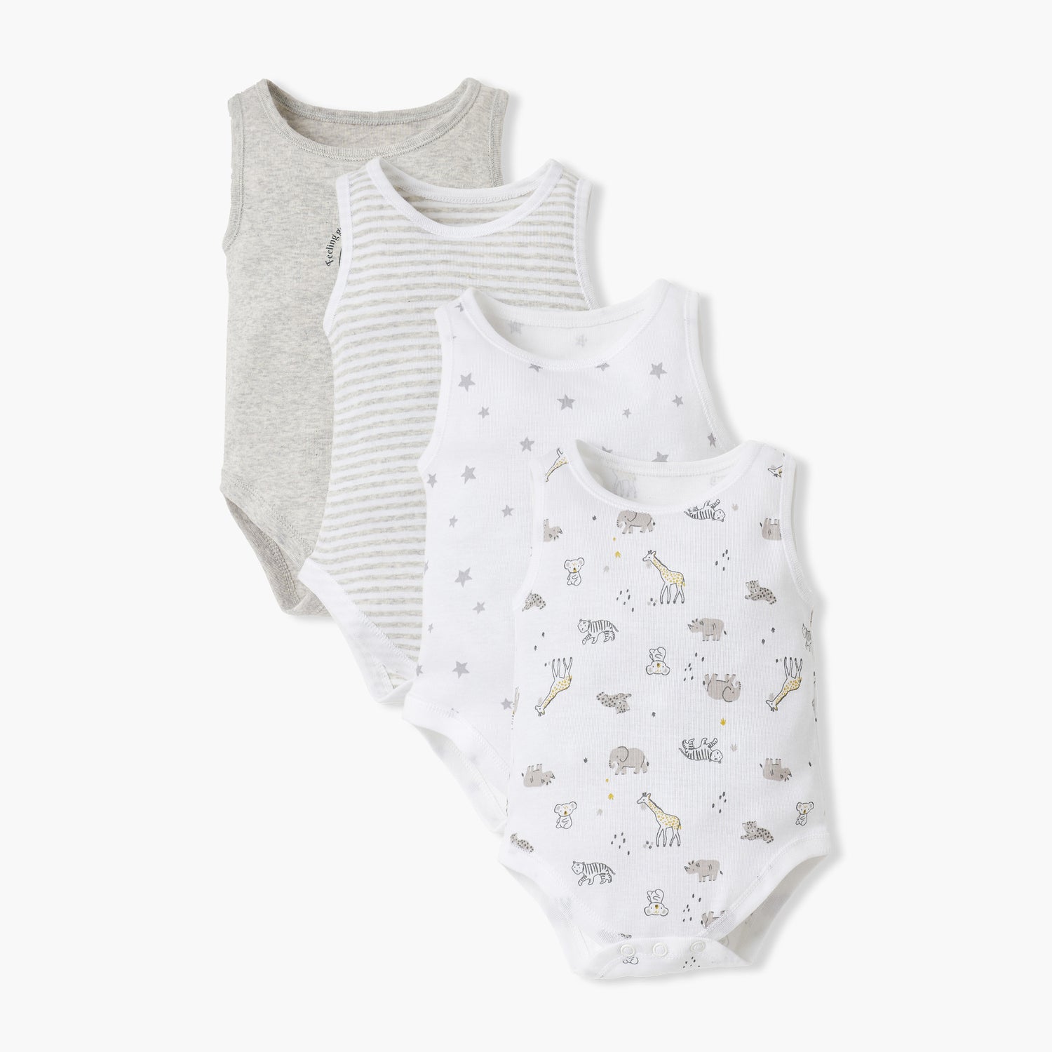 Juniors Printed Sleeveless Bodysuit - Set of 4 - Multicolour / 12-18 mths