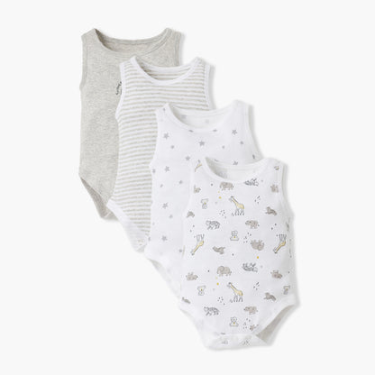 Juniors Printed Sleeveless Bodysuit - Set of 4 - Multicolour / 12-18 mths