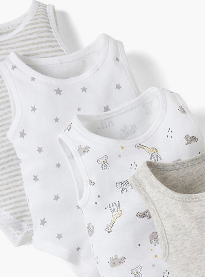 Juniors Printed Sleeveless Bodysuit - Set of 4-baby-boys-clothing-multipacks-image-9