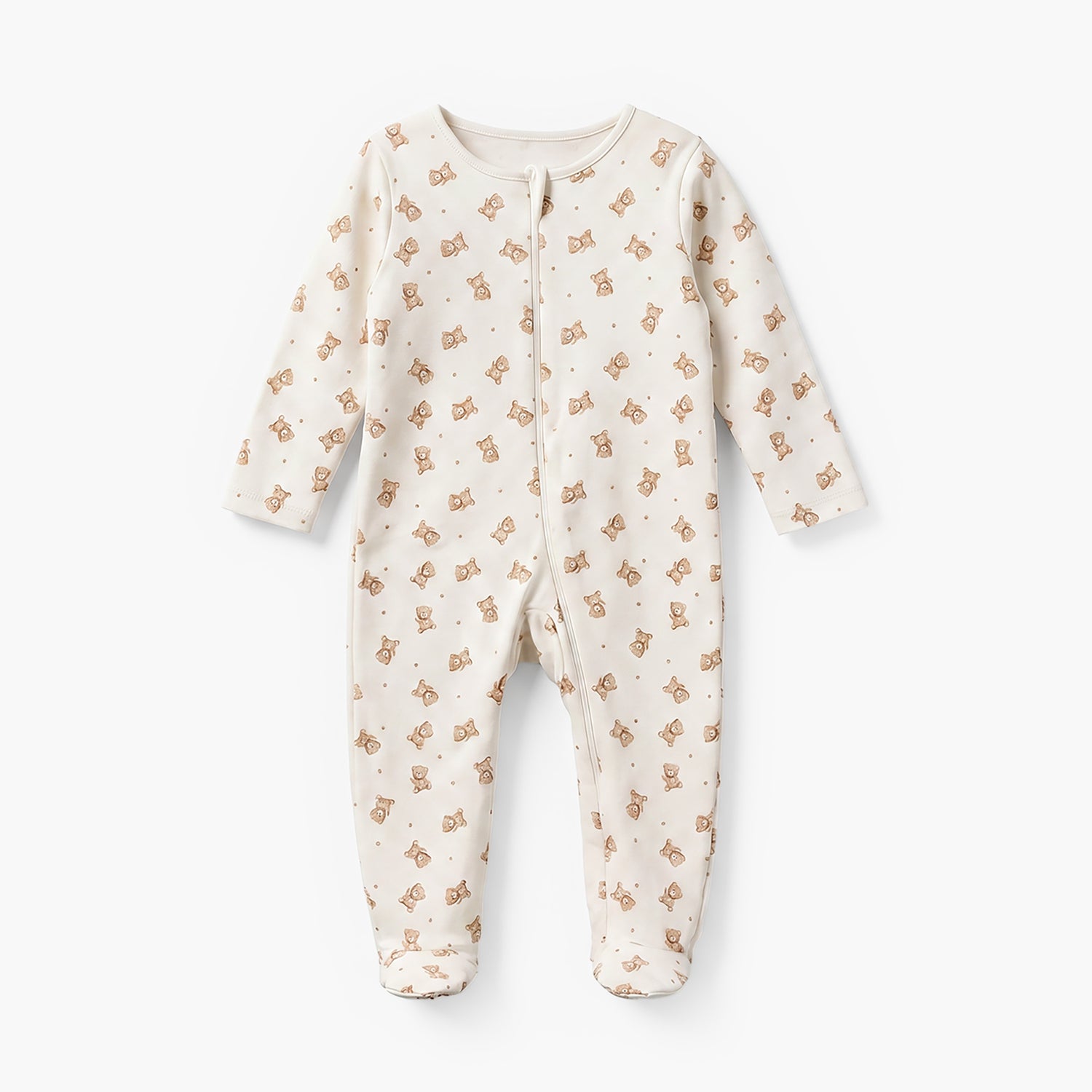 Pack of 3 Juniors Cotton Round Neck Long Sleeves Sleepsuit with Zip Closure
