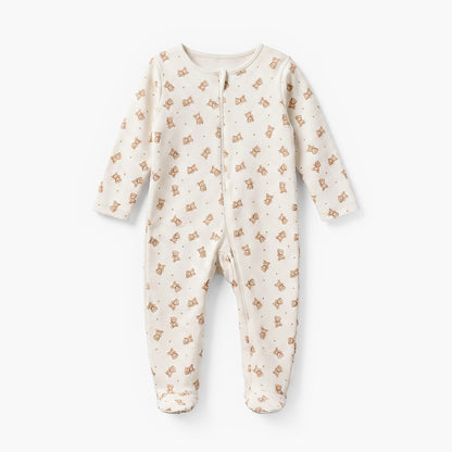 Pack of 3 Juniors Cotton Round Neck Long Sleeves Sleepsuit with Zip Closure