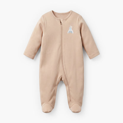 Pack of 3 Juniors Cotton Round Neck Long Sleeves Sleepsuit with Zip Closure