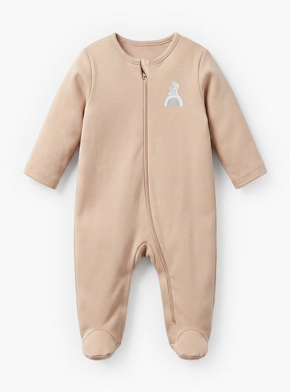 Pack of 3 Juniors Cotton Round Neck Long Sleeves Sleepsuit with Zip Closure-baby-boys-clothing-nightwear-sleepsuits-image-4