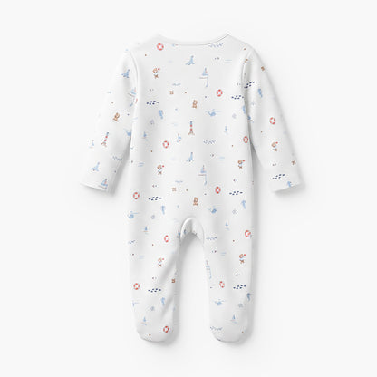 Pack of 3 Juniors Cotton Round Neck Long Sleeves Sleepsuit with Zip Closure