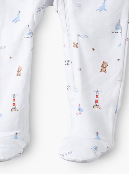 Pack of 3 Juniors Cotton Round Neck Long Sleeves Sleepsuit with Zip Closure-baby-boys-clothing-nightwear-sleepsuits-image-8