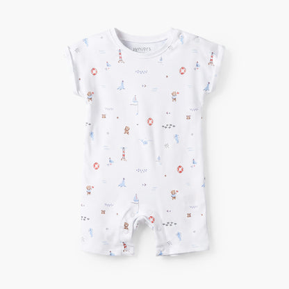 Pack of 3 Crew Neck Short Sleeves Romper with Teddy Bear Print