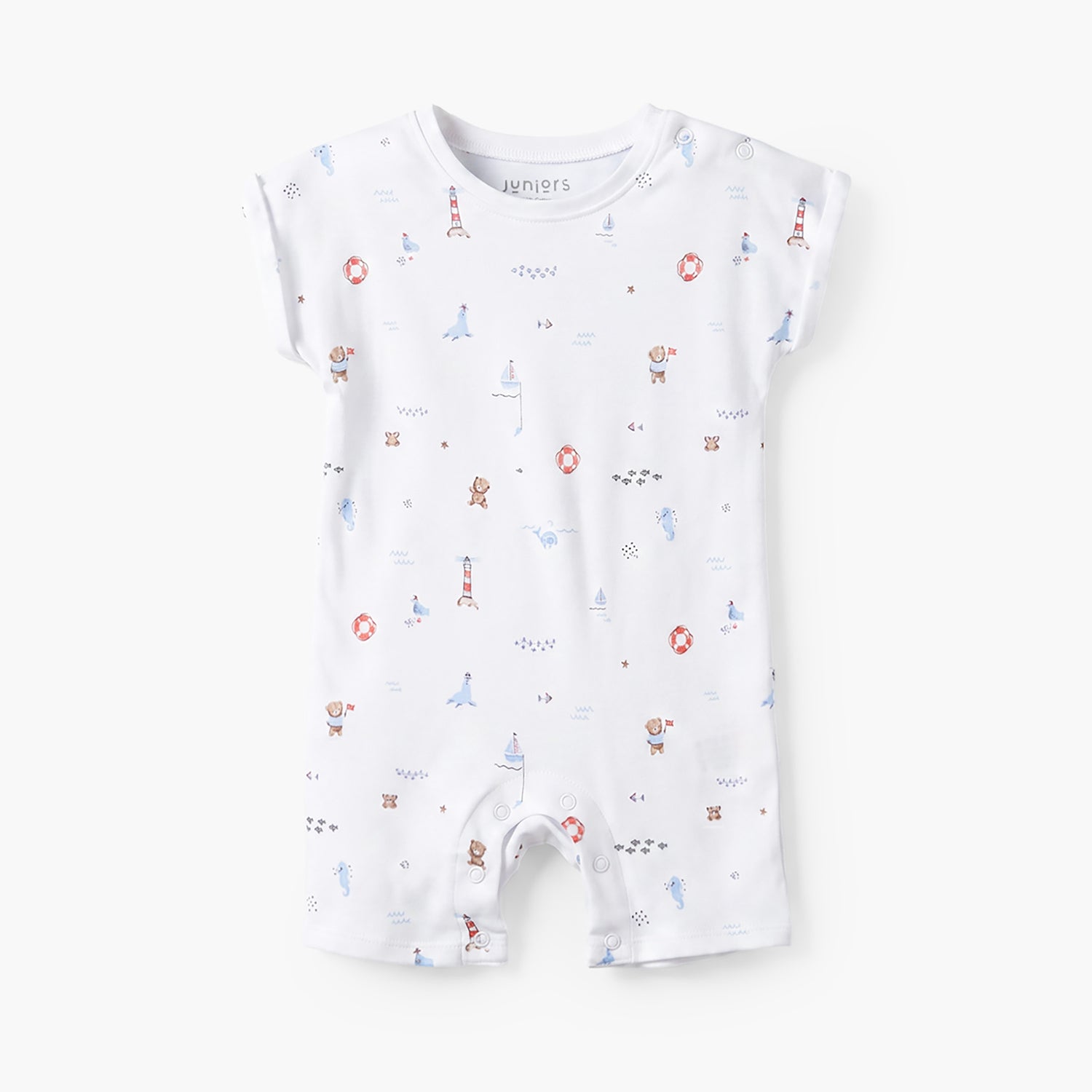 Pack of 3 Crew Neck Short Sleeves Romper with Teddy Bear Print
