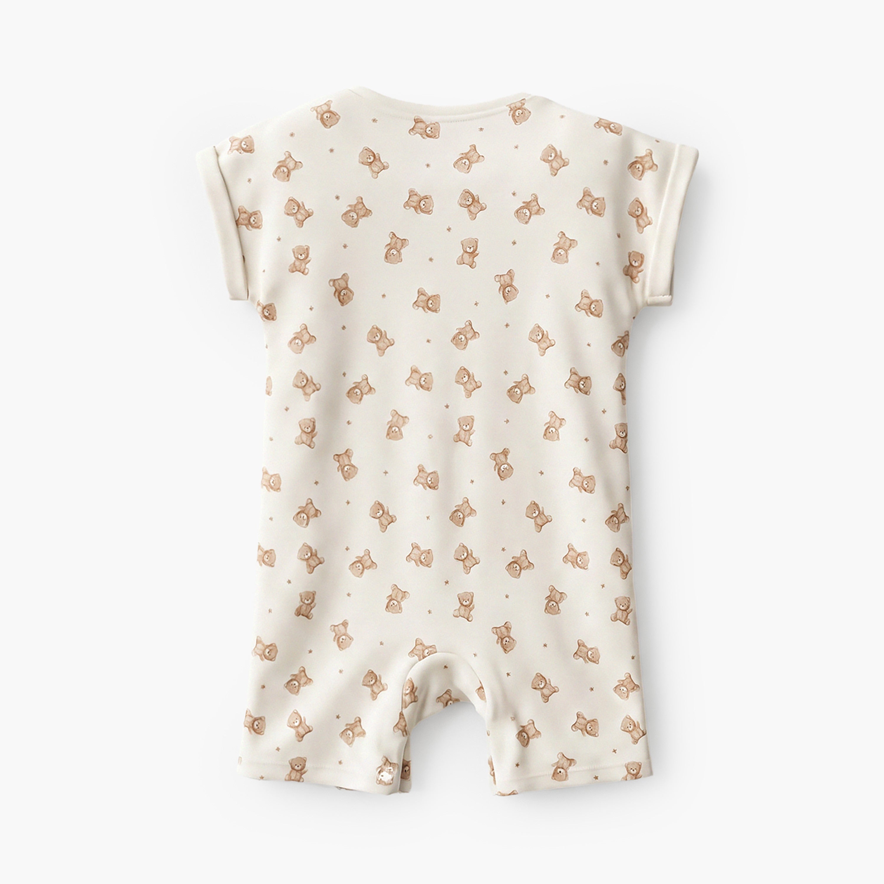 Pack of 3 Crew Neck Short Sleeves Romper with Teddy Bear Print