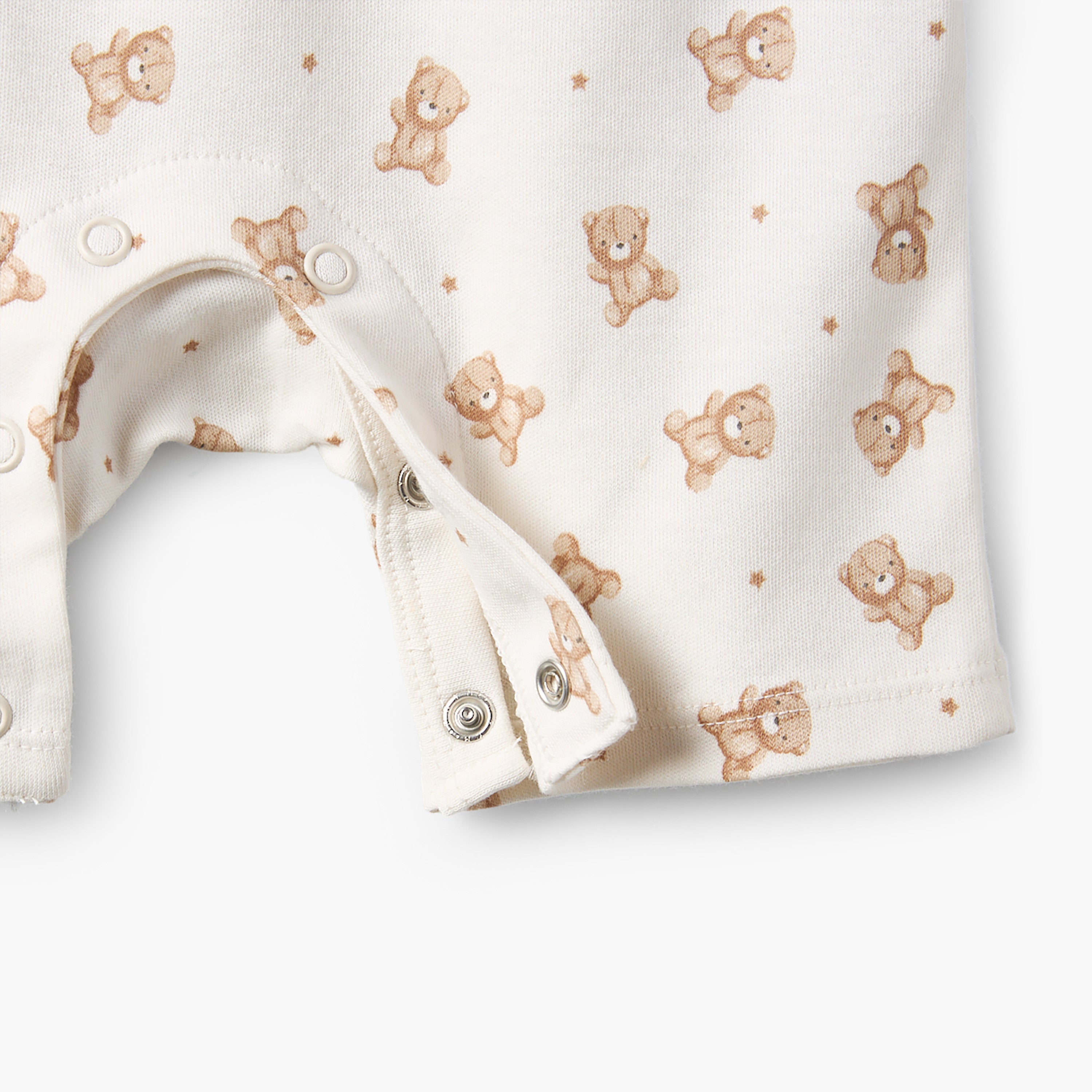 Pack of 3 Crew Neck Short Sleeves Romper with Teddy Bear Print
