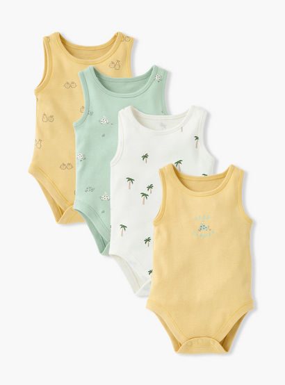 Juniors Printed Sleeveless Bodysuit - Set of 4-baby-boys-clothing-multipacks-image-1