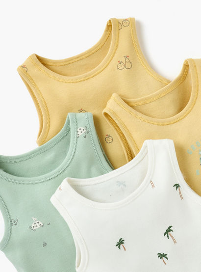 Juniors Printed Sleeveless Bodysuit - Set of 4-baby-boys-clothing-multipacks-image-6