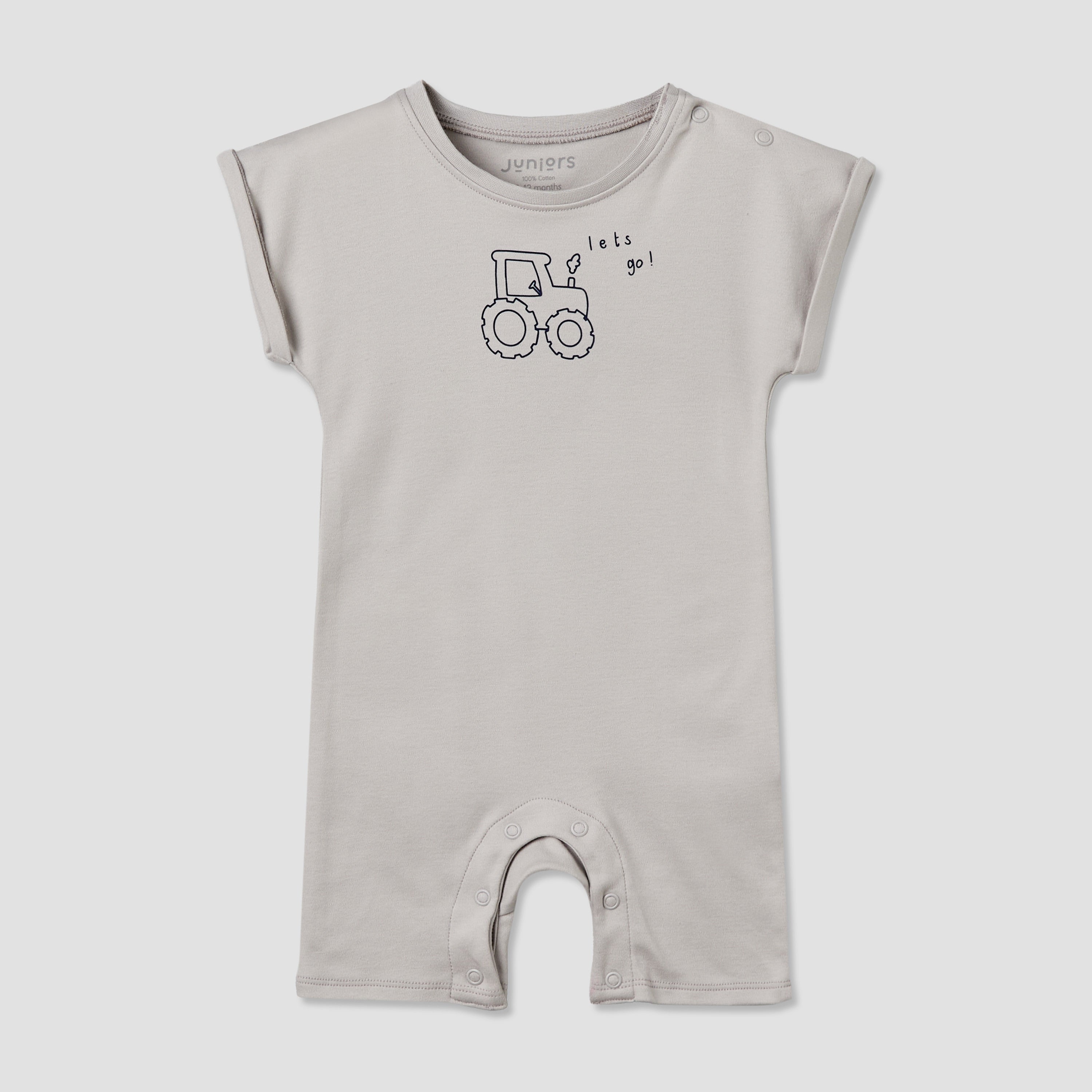 Pack of 3 Juniors Crew Neck Short Sleeves Romper with Vehicle Print