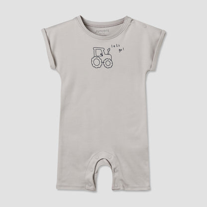 Pack of 3 Juniors Crew Neck Short Sleeves Romper with Vehicle Print