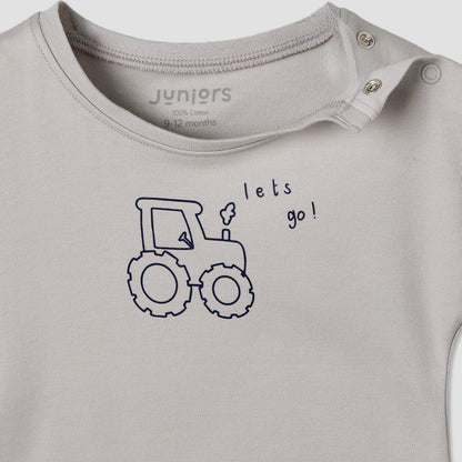 Pack of 3 Juniors Crew Neck Short Sleeves Romper with Vehicle Print