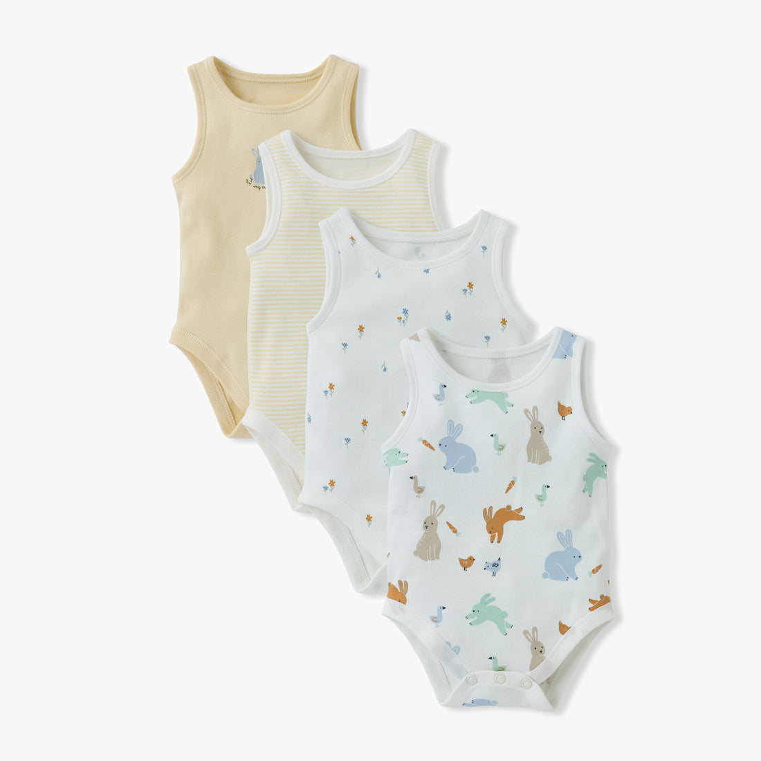 Juniors Printed Sleeveless Bodysuit - Set of 4 - Multicolour / 12-18 mths