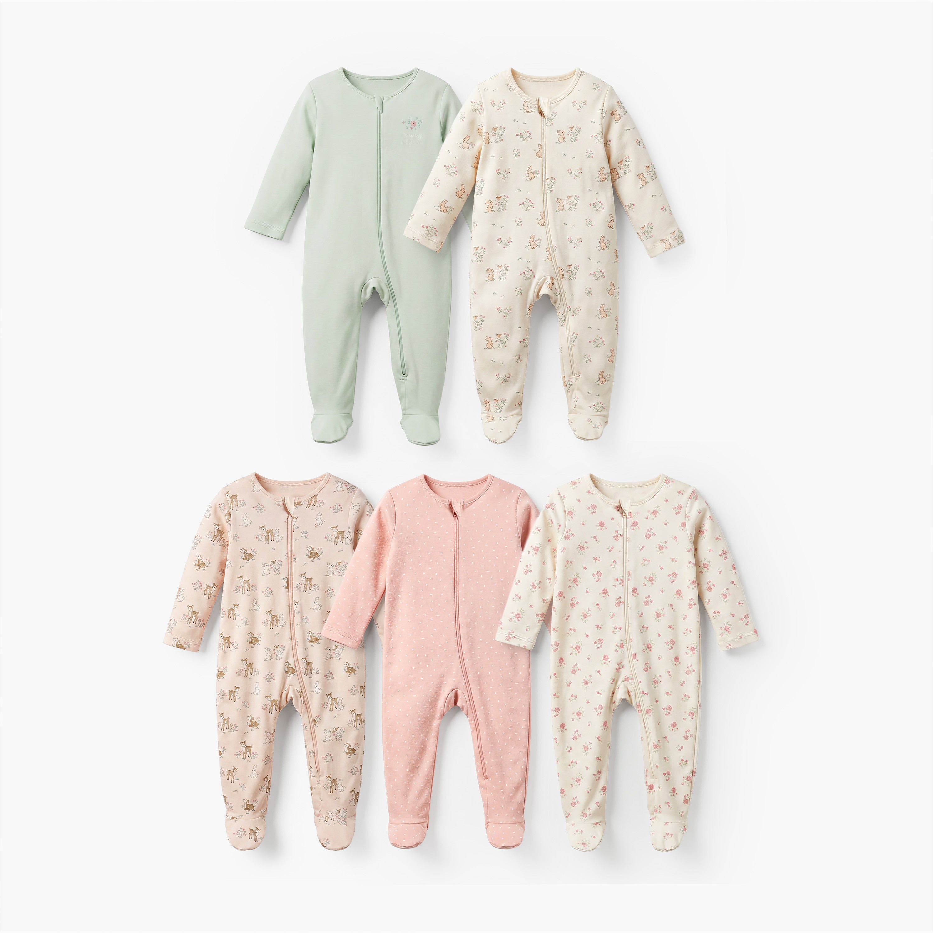 Pack of 5 Juniors Cotton Round Neck Long Sleeves Sleepsuit with Assorted Print - image 2