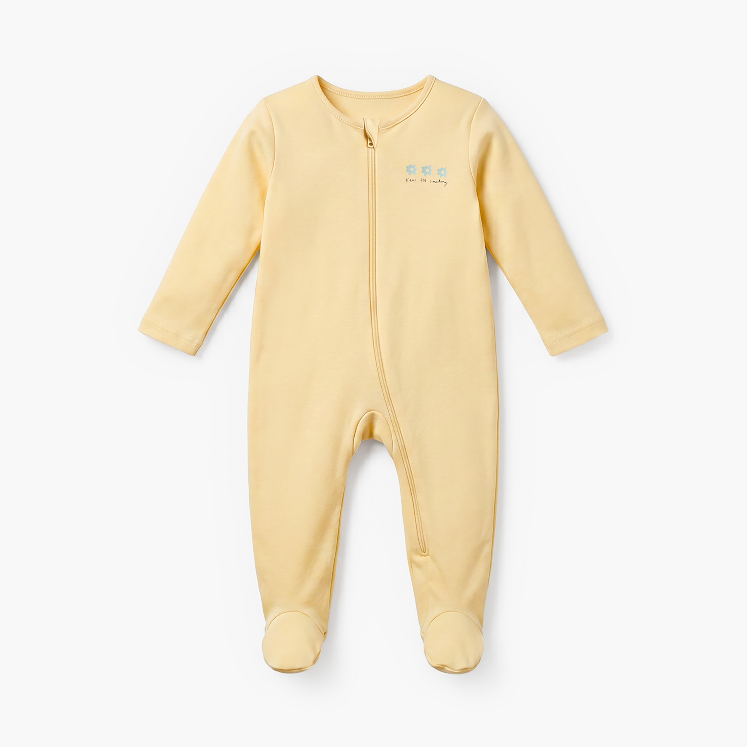 Pack of 5 Juniors Cotton Crew Neck Long Sleeve Sleepsuit with Zip Closure