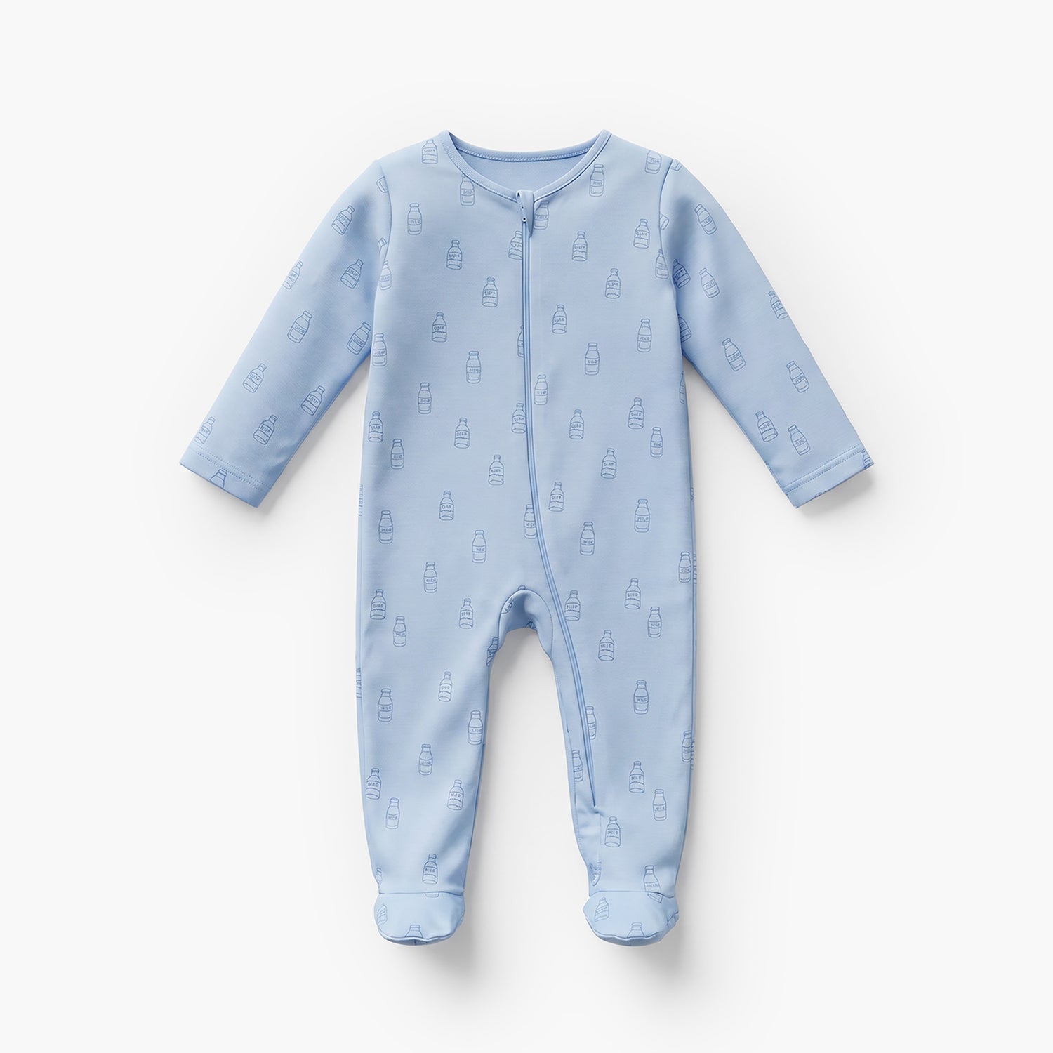 Pack of 5 Juniors Cotton Crew Neck Long Sleeve Sleepsuit with Zip Closure