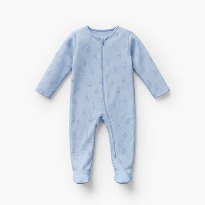 Pack of 5 Juniors Cotton Crew Neck Long Sleeve Sleepsuit with Zip Closure