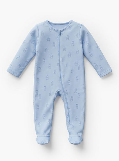 Pack of 5 Juniors Cotton Crew Neck Long Sleeve Sleepsuit with Zip Closure-baby-boys-clothing-nightwear-sleepsuits-image-3