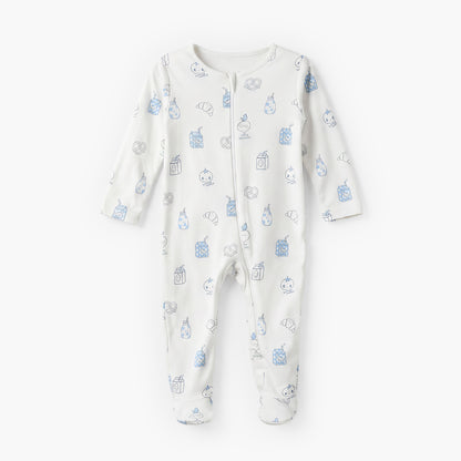 Pack of 5 Juniors Cotton Crew Neck Long Sleeve Sleepsuit with Zip Closure