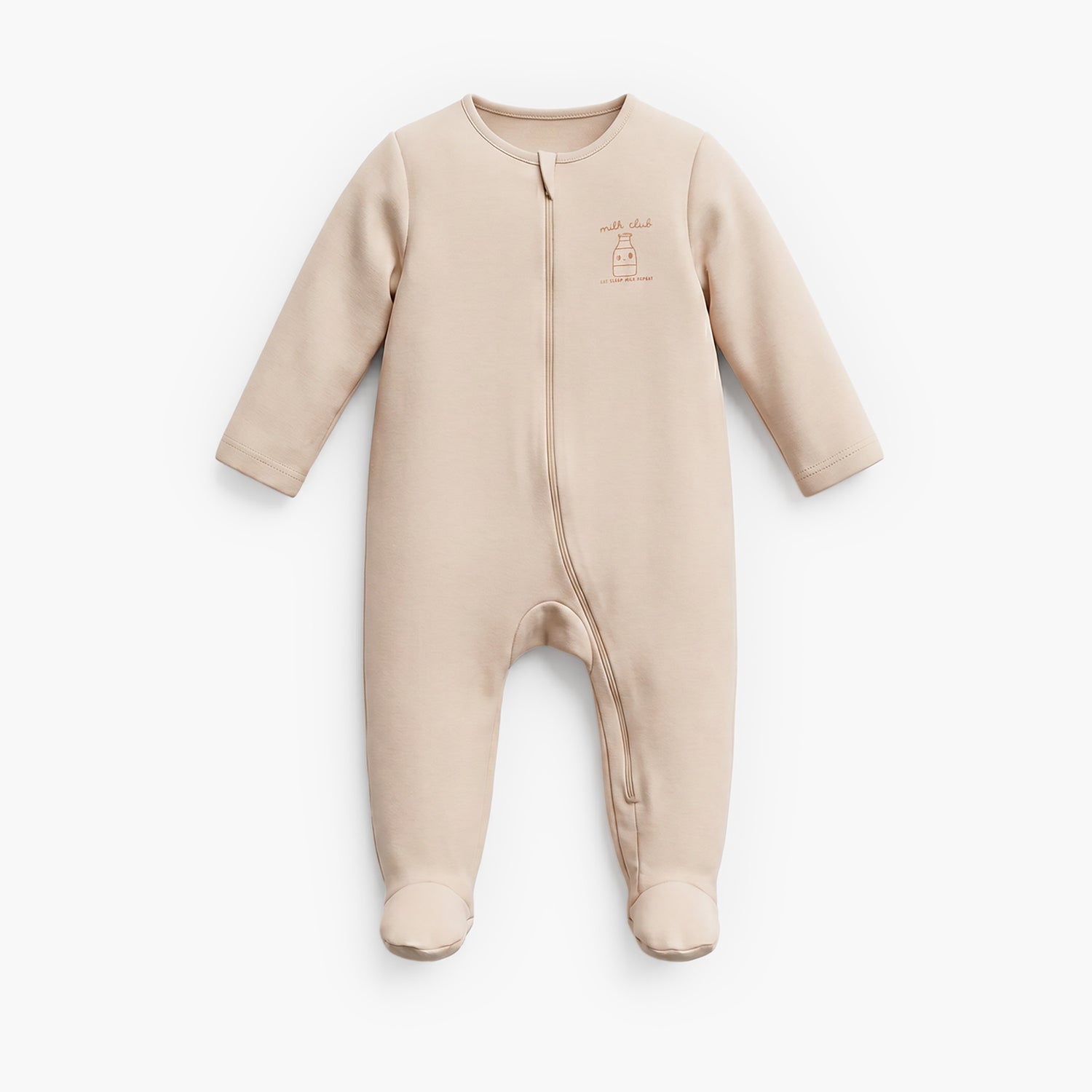 Pack of 5 Juniors Cotton Crew Neck Long Sleeve Sleepsuit with Zip Closure