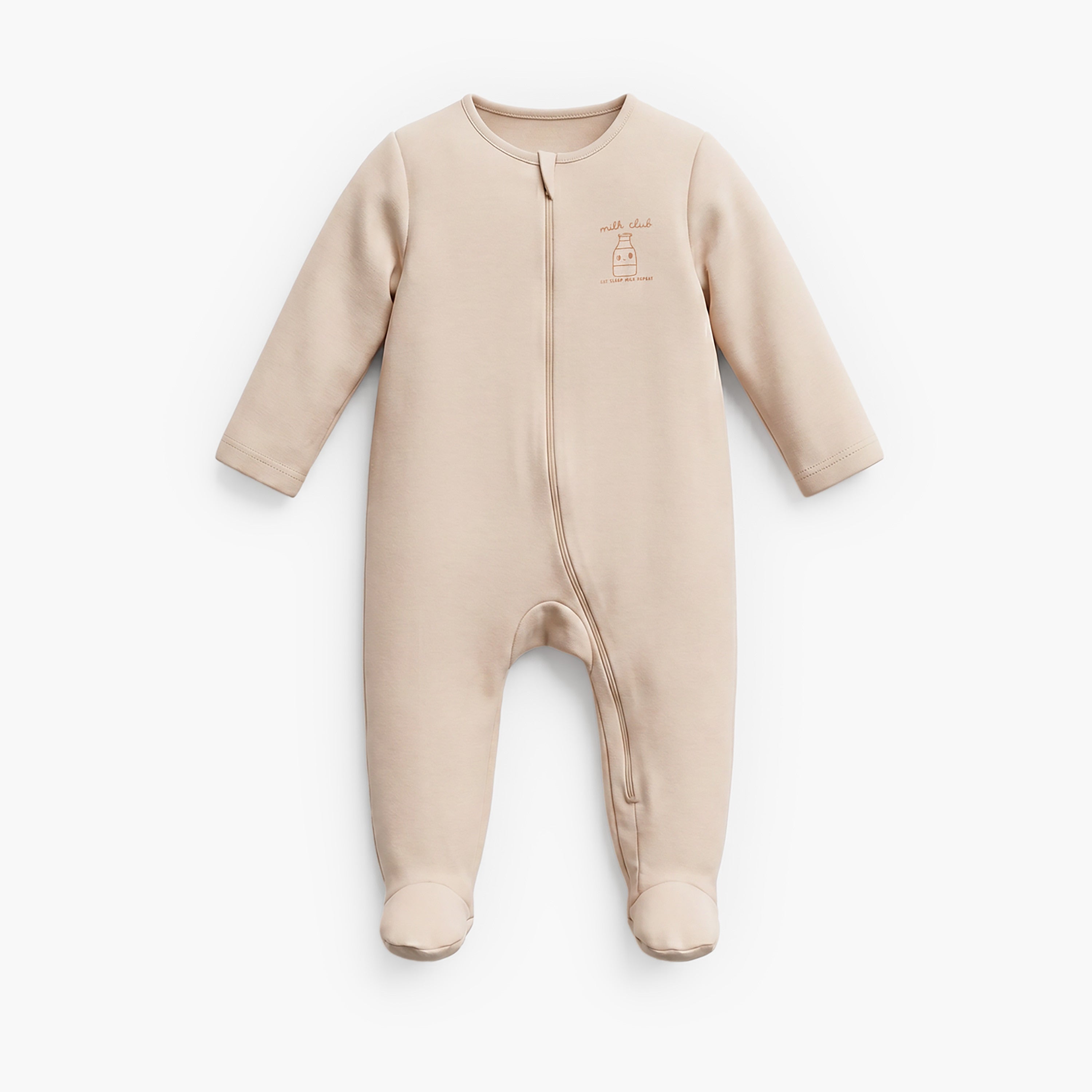 Pack of 5 Juniors Cotton Crew Neck Long Sleeve Sleepsuit with Zip Closure