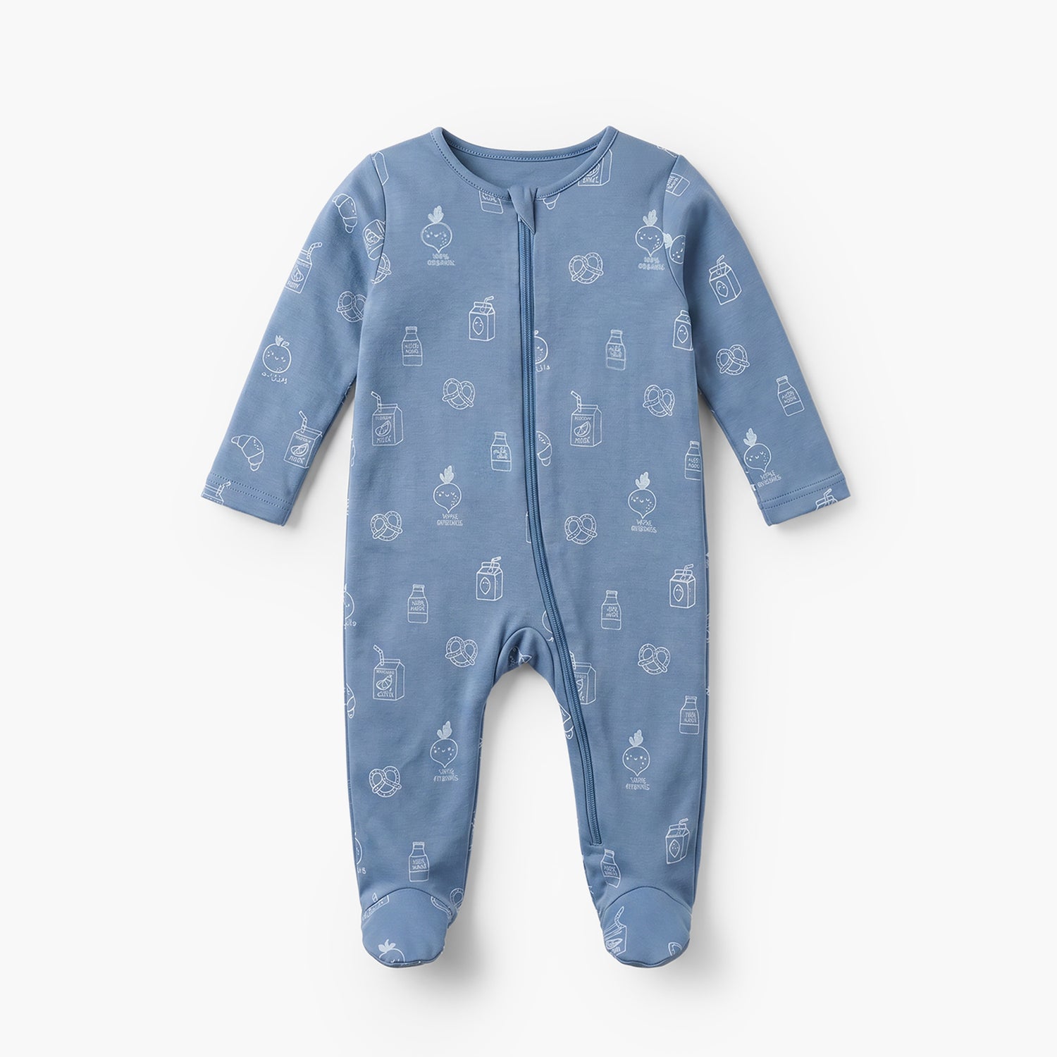 Pack of 5 Juniors Cotton Crew Neck Long Sleeve Sleepsuit with Zip Closure
