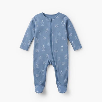 Pack of 5 Juniors Cotton Crew Neck Long Sleeve Sleepsuit with Zip Closure