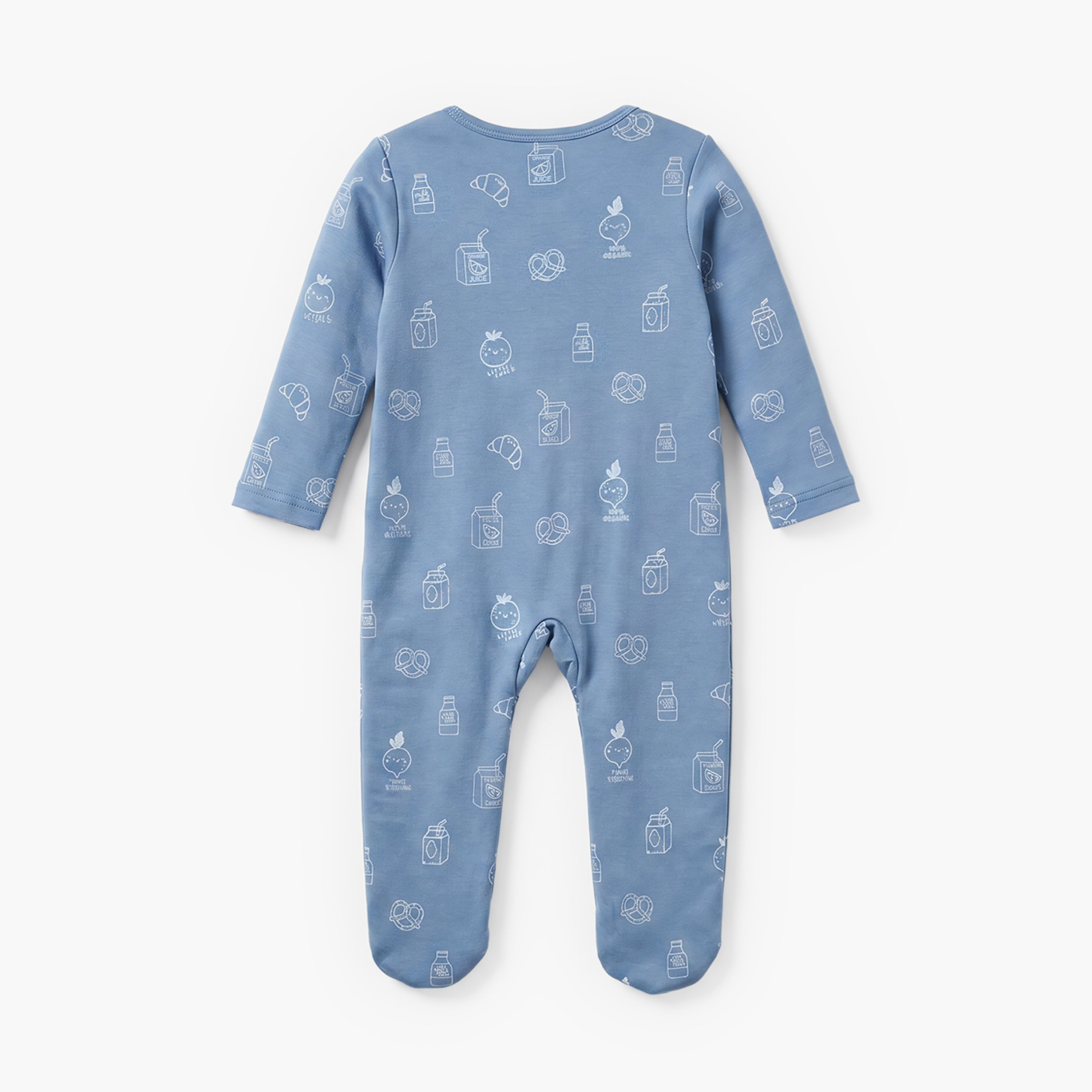 Pack of 5 Juniors Cotton Crew Neck Long Sleeve Sleepsuit with Zip Closure