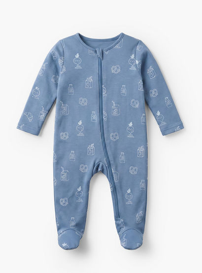 Pack of 5 Juniors Cotton Crew Neck Long Sleeve Sleepsuit with Zip Closure-baby-boys-clothing-nightwear-sleepsuits-image-7