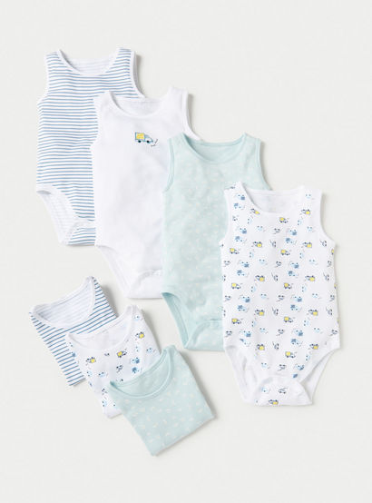 Juniors Printed Sleeveless Bodysuit - Set of 7-promo_babyshop_Buy2for115_UAE130126-image-1