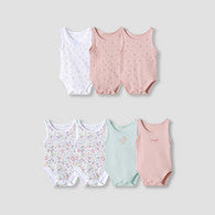 Juniors Floral Print Sleeveless Bodysuit with Snap Button Closure - Set of 7-undefined-image-1