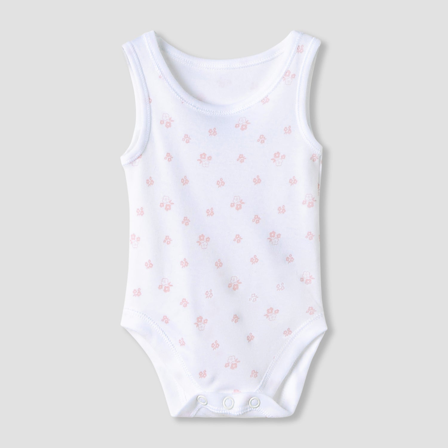 Juniors Floral Print Sleeveless Bodysuit with Snap Button Closure - Set of 7