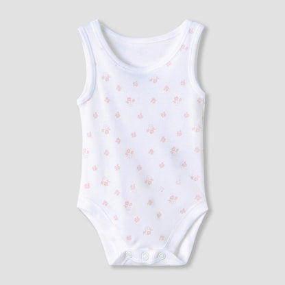 Juniors Floral Print Sleeveless Bodysuit with Snap Button Closure - Set of 7
