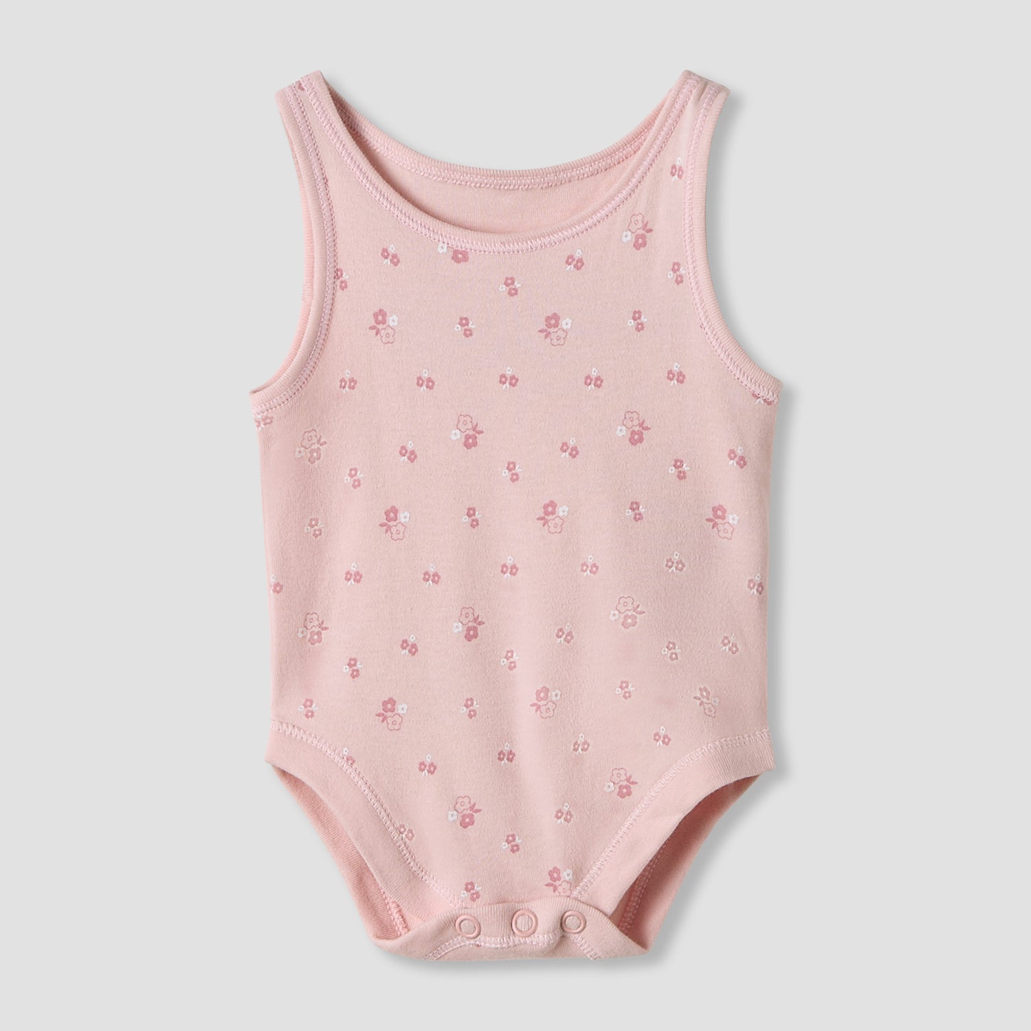 Juniors Floral Print Sleeveless Bodysuit with Snap Button Closure - Set of 7