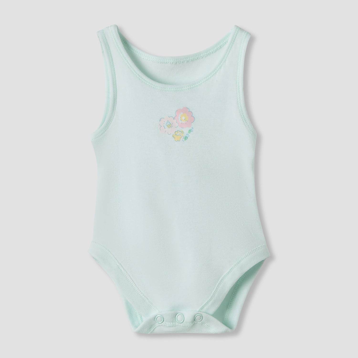 Juniors Floral Print Sleeveless Bodysuit with Snap Button Closure - Set of 7