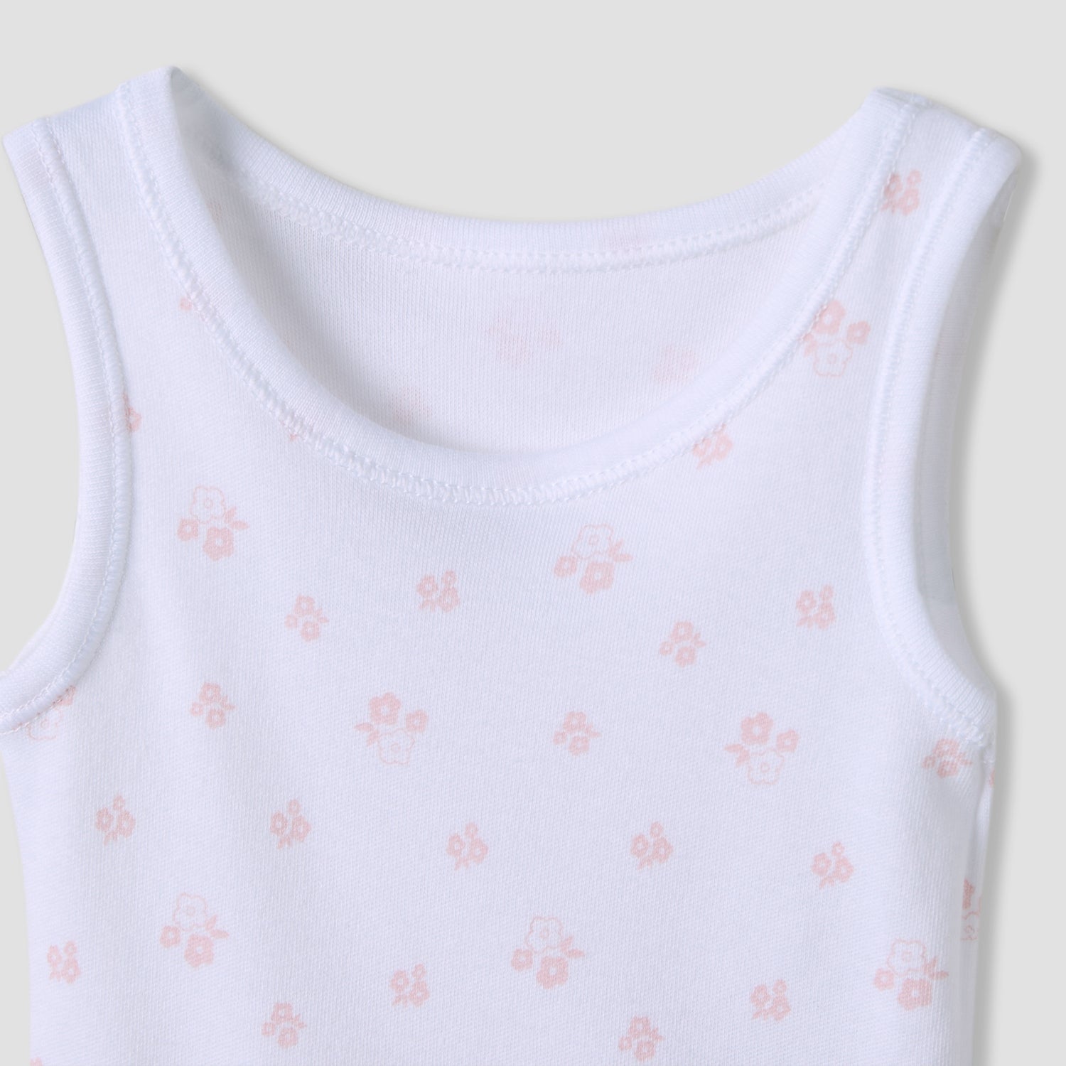 Juniors Floral Print Sleeveless Bodysuit with Snap Button Closure - Set of 7