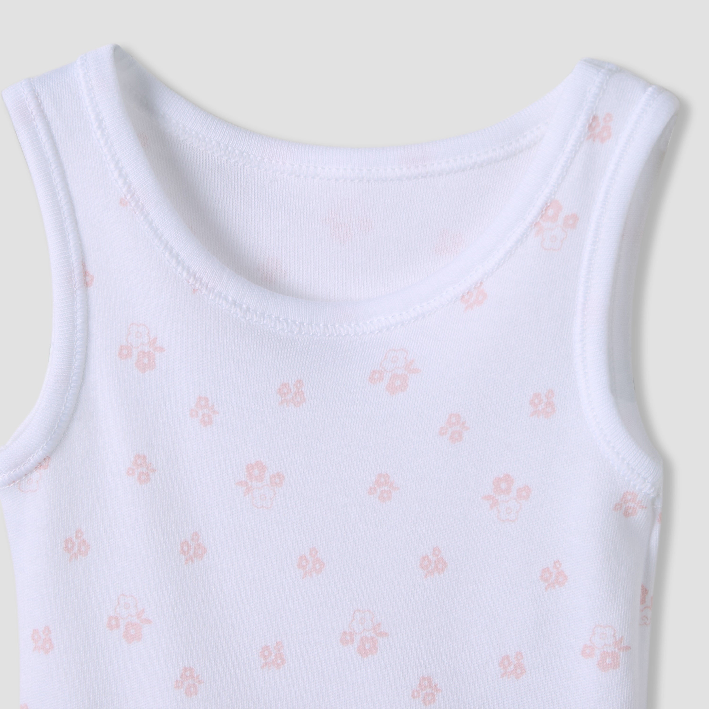 Juniors Floral Print Sleeveless Bodysuit with Snap Button Closure - Set of 7