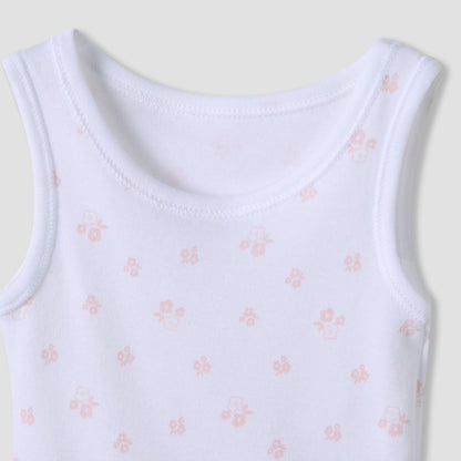 Juniors Floral Print Sleeveless Bodysuit with Snap Button Closure - Set of 7