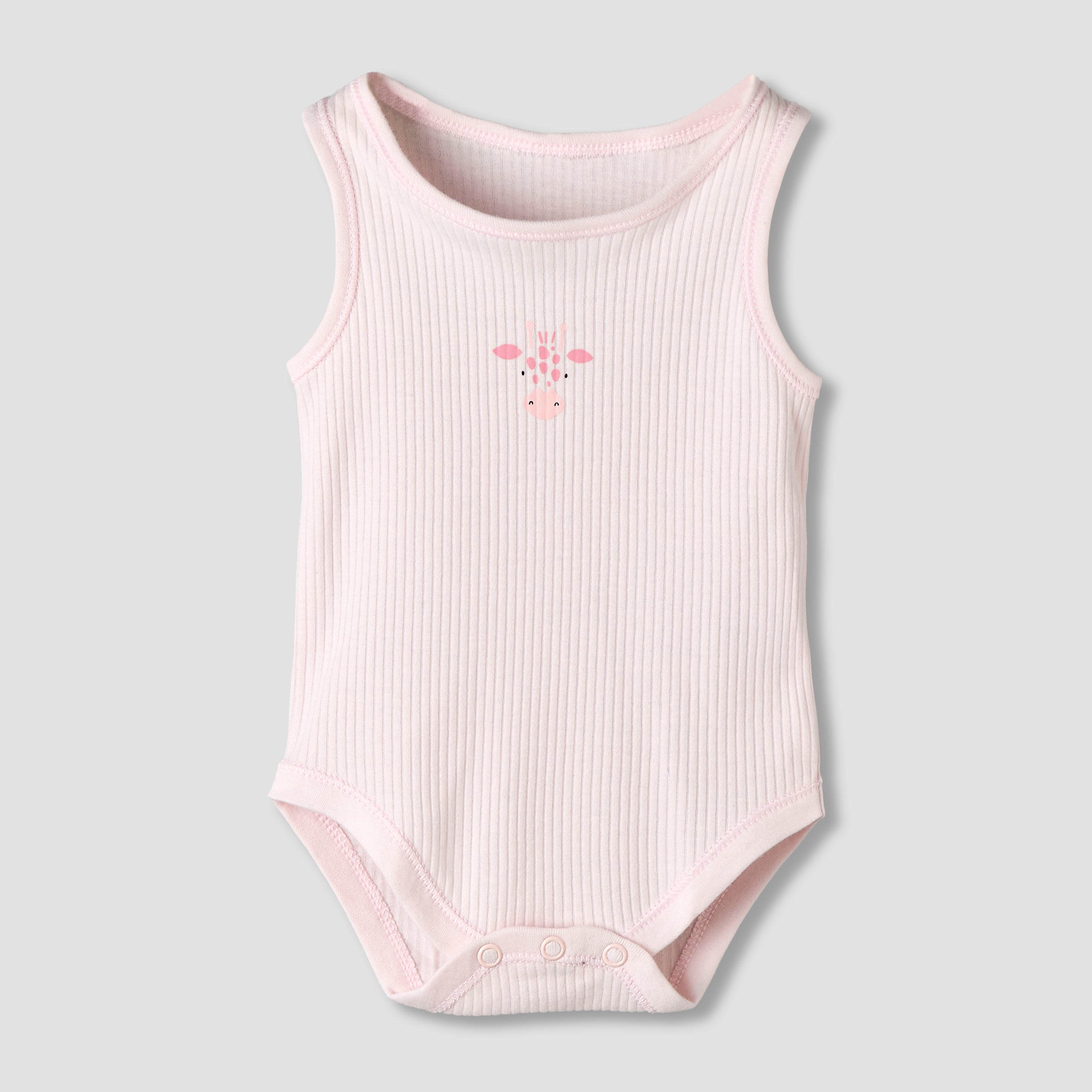 Pack of 5 Juniors Round Neck Sleeveless Bodysuit with Ribbed Design