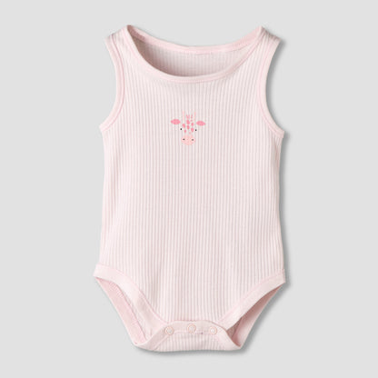 Pack of 5 Juniors Round Neck Sleeveless Bodysuit with Ribbed Design