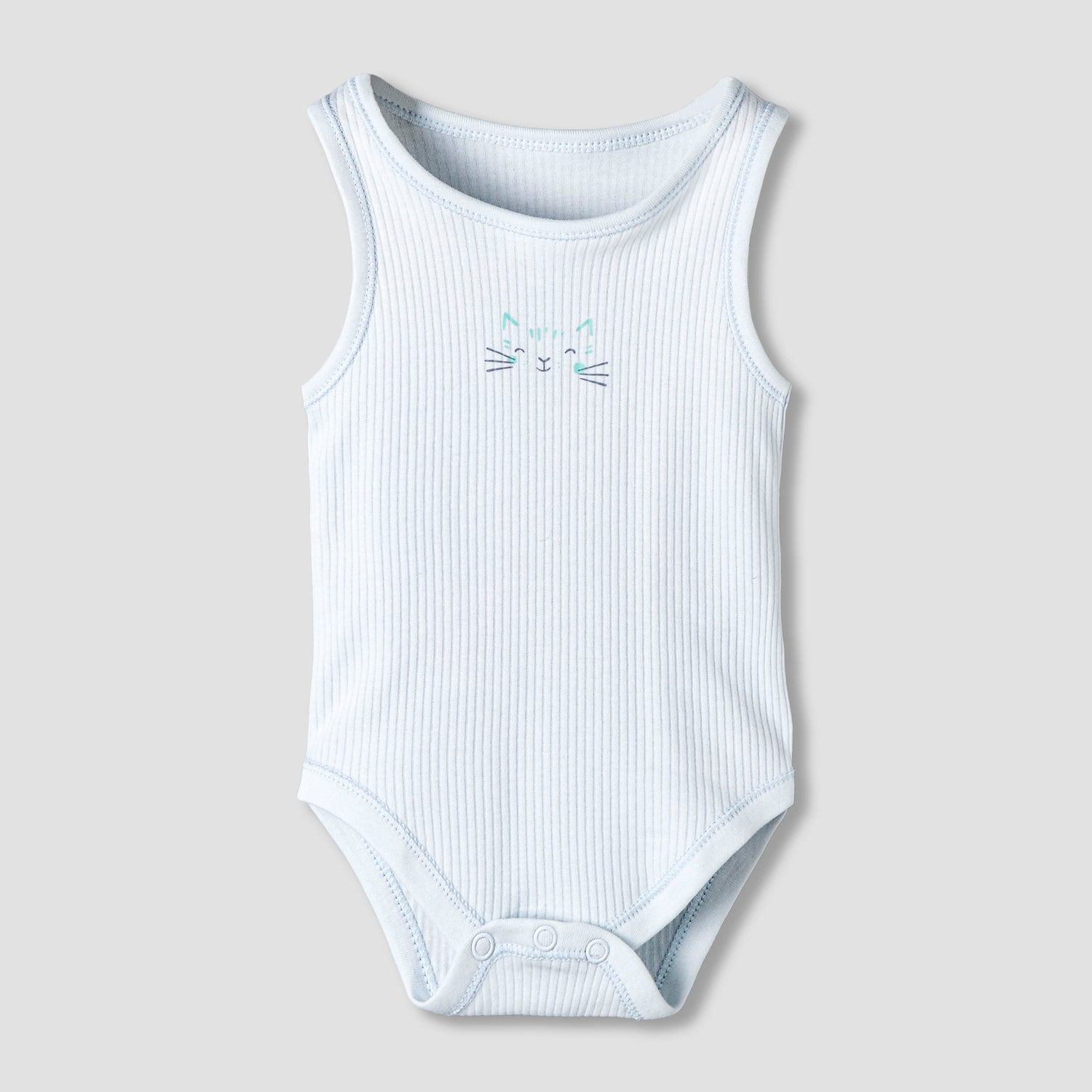 Pack of 5 Juniors Round Neck Sleeveless Bodysuit with Ribbed Design