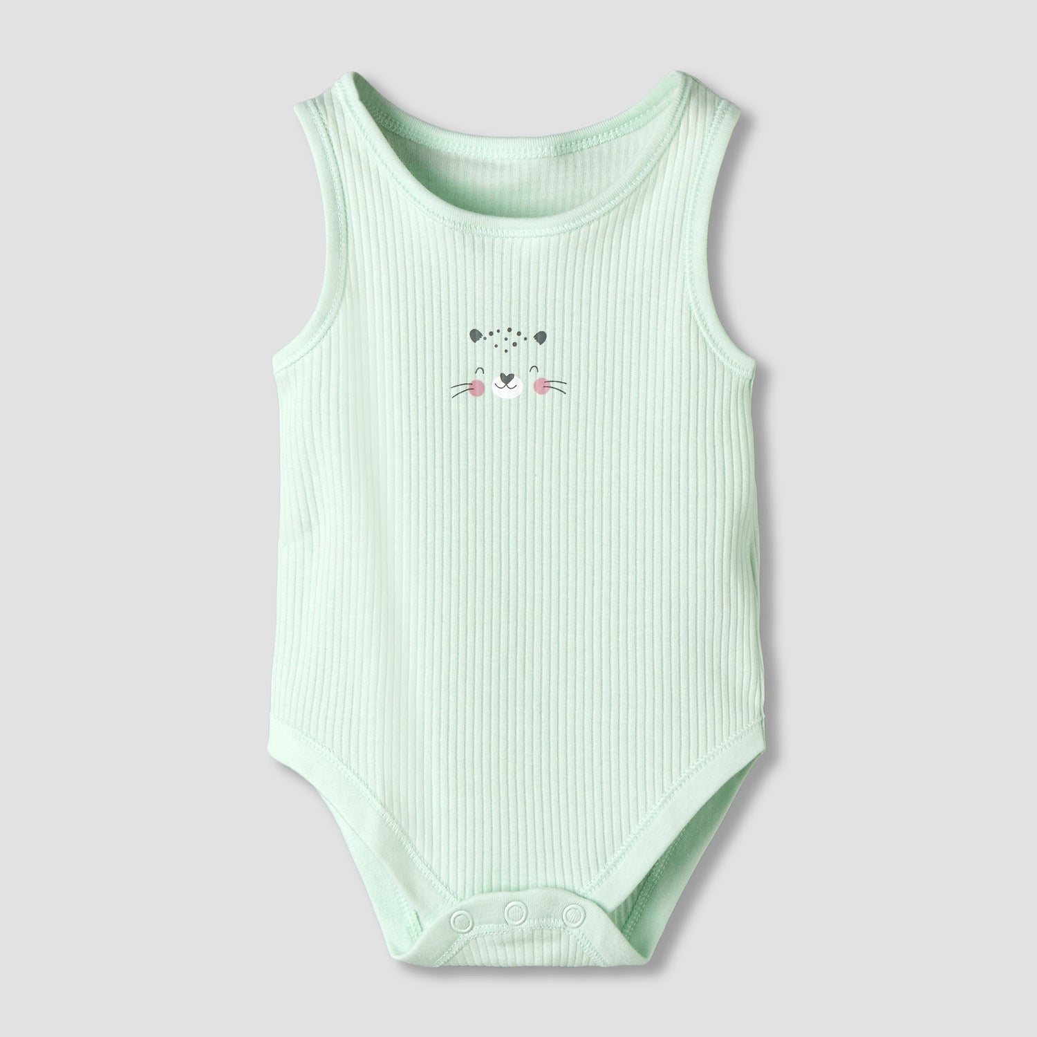 Pack of 5 Juniors Round Neck Sleeveless Bodysuit with Ribbed Design