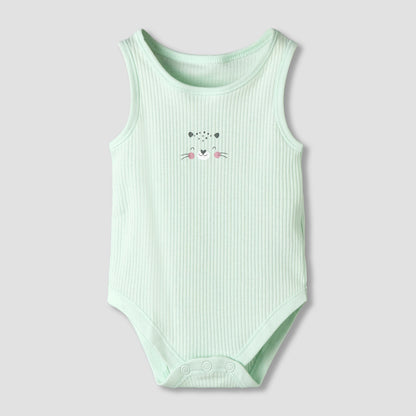 Pack of 5 Juniors Round Neck Sleeveless Bodysuit with Ribbed Design