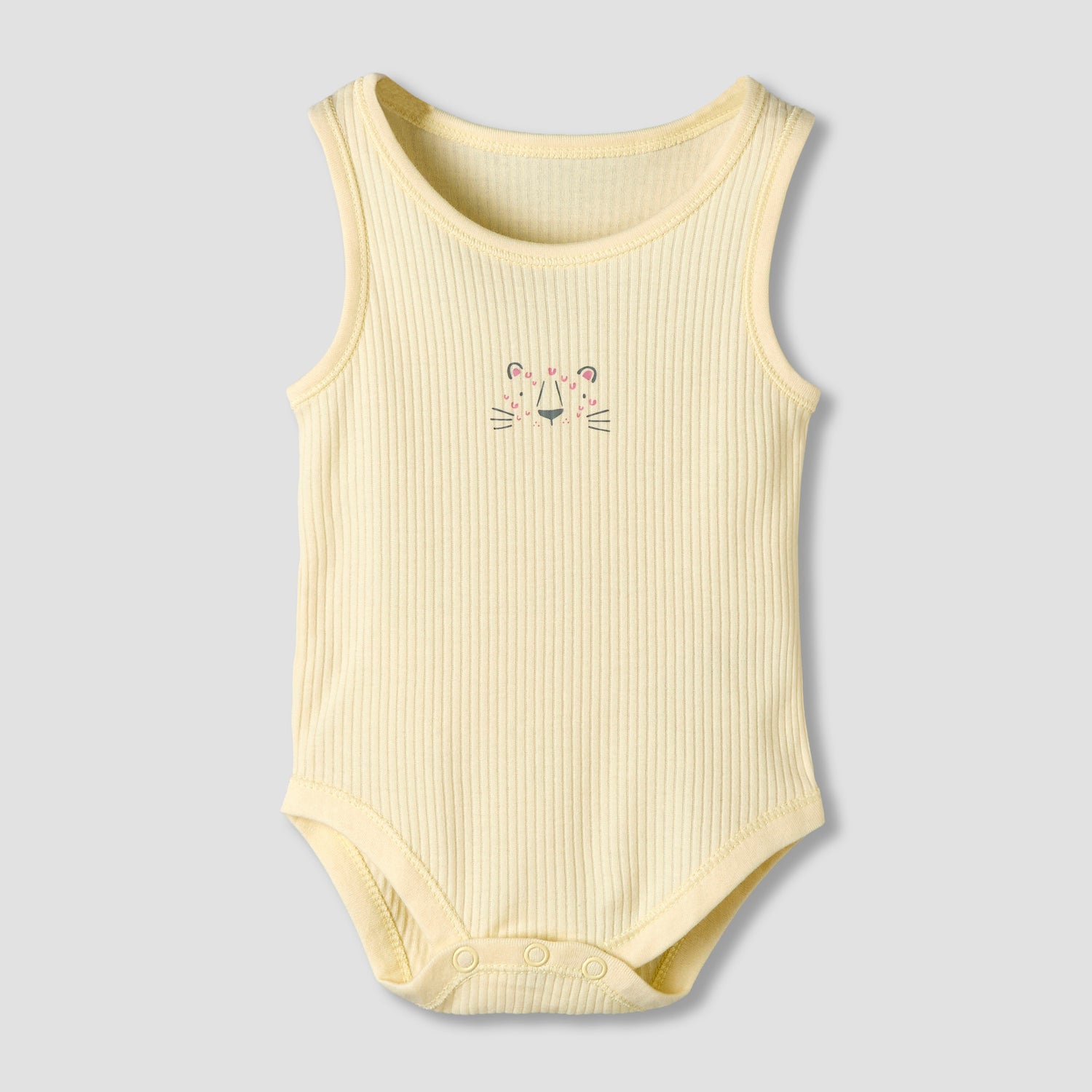Pack of 5 Juniors Round Neck Sleeveless Bodysuit with Ribbed Design