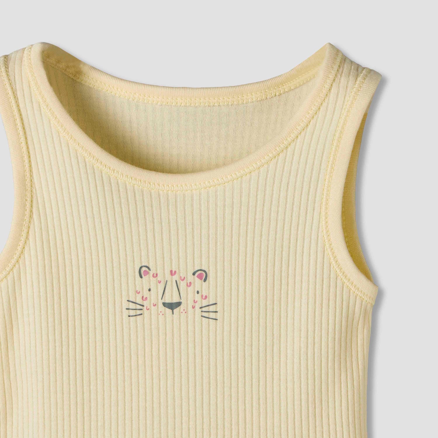 Pack of 5 Juniors Round Neck Sleeveless Bodysuit with Ribbed Design